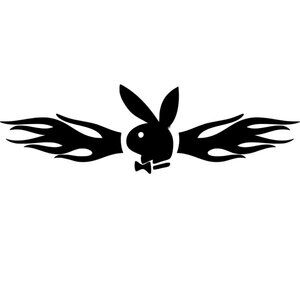 flaming flames playboy bunny vinyl decal sticker black 5"